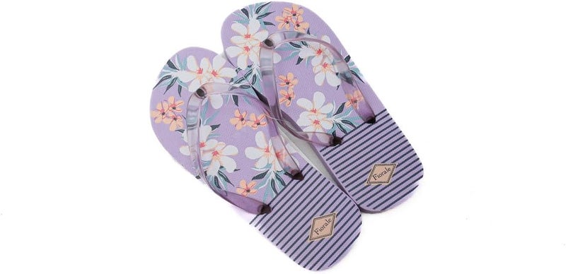 Daiso Beach Sandals - Botanical Print - US 13 / EU 31 - Purple - Image 2